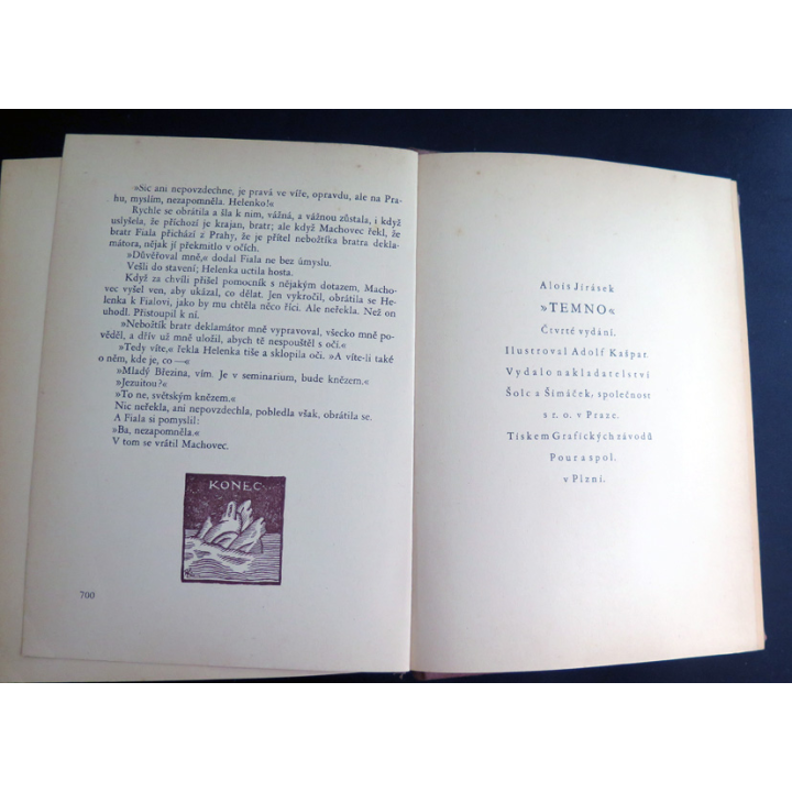 TEMNO der Alois Jirasek historicky Obraz tome IV 1937 écrit en tchèque