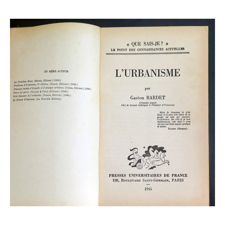 Que sais-je n° 187 : L'Urbanisme par Gaston Bardet 1945 PUF