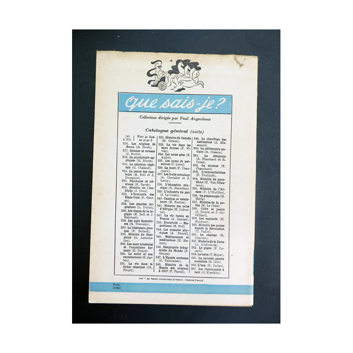 Que sais-je n° 260 : Histoire des Postes depuis la révolution par Eugène Vaillé 1947 PUF