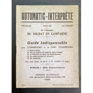 Guide automatic-interprète à l'usage du soldat en campagne français anglais allemand