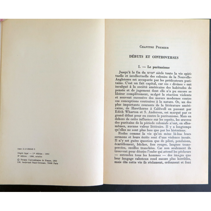Que sais-je n° 407 : La Littérature américaine par Jacques-Fernand Cahen 1986 PUF