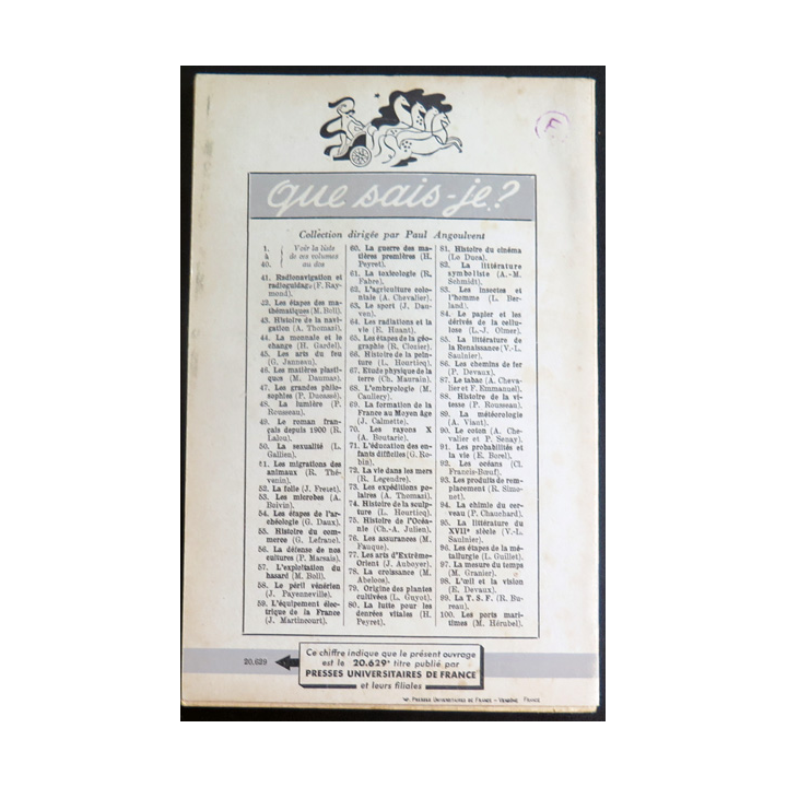 Que sais-je n° 93 : Les Produits de remplacement par Roger Simonet 1943 PUF
