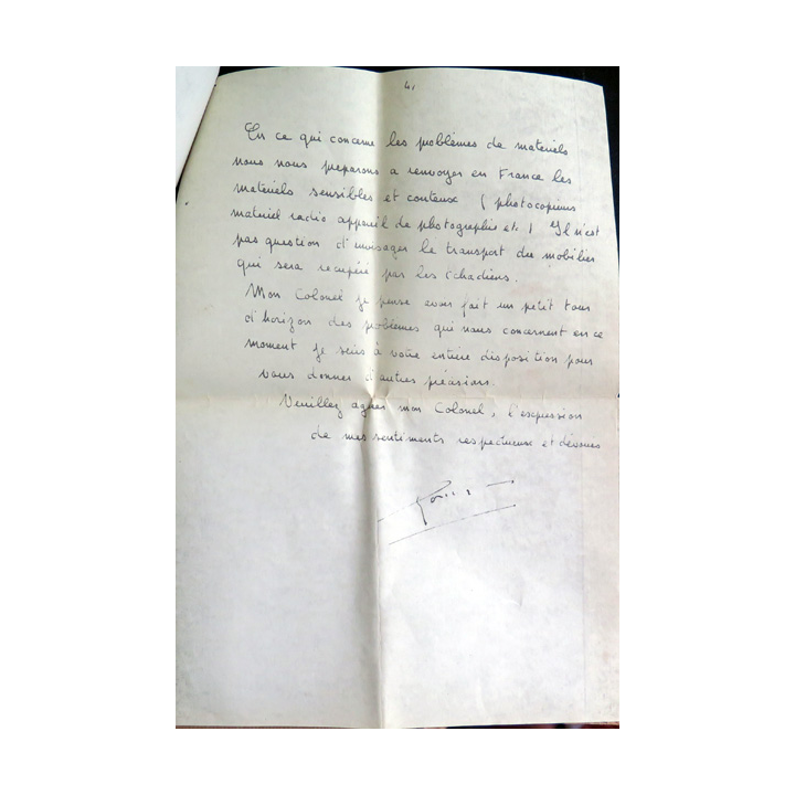 Lettre du Chef de Bataillon Goraguer au Colonel de la DSM sur le Tchad 1975