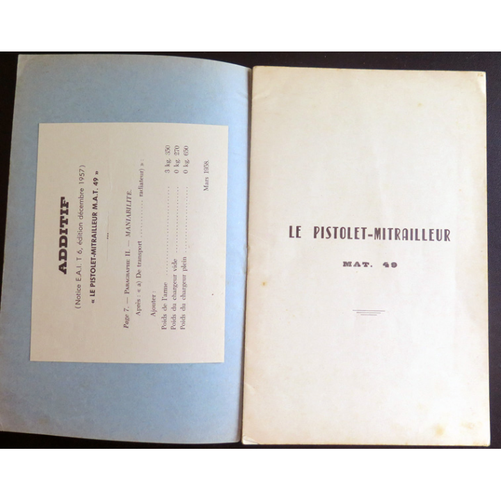 Le Pistolet-mitrailleur MAT 49 Saint Maixent EAI 1957