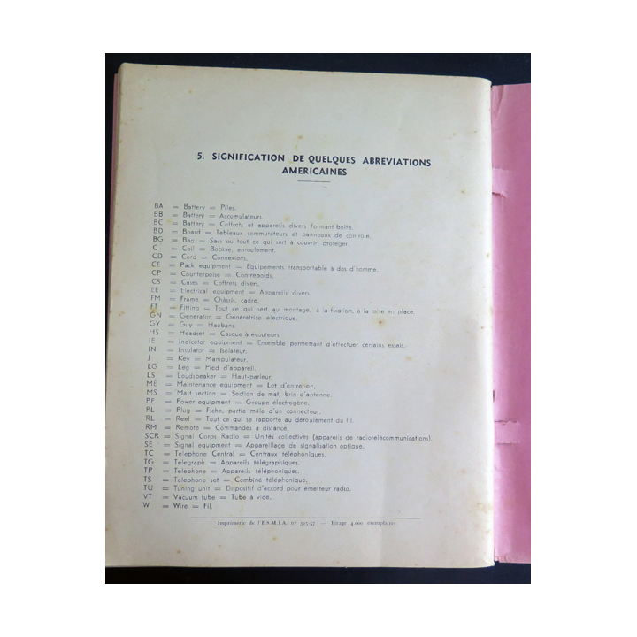 Emploi des moyens de transmissions (radio-fil) ESMIA Saint Cyr Coetquidan 1957 N° 2028