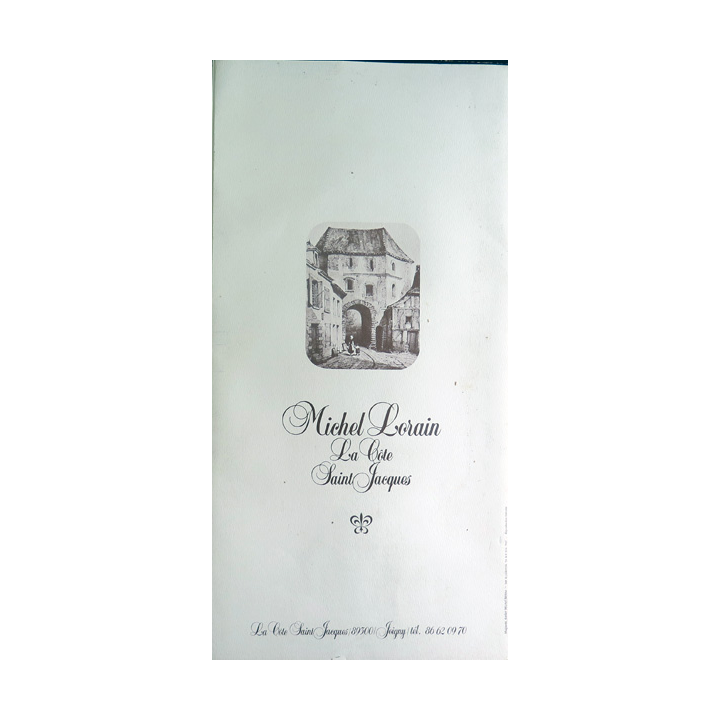 Menu de Michel Lorain La Côte Saint Jacques relais normand à Joigny