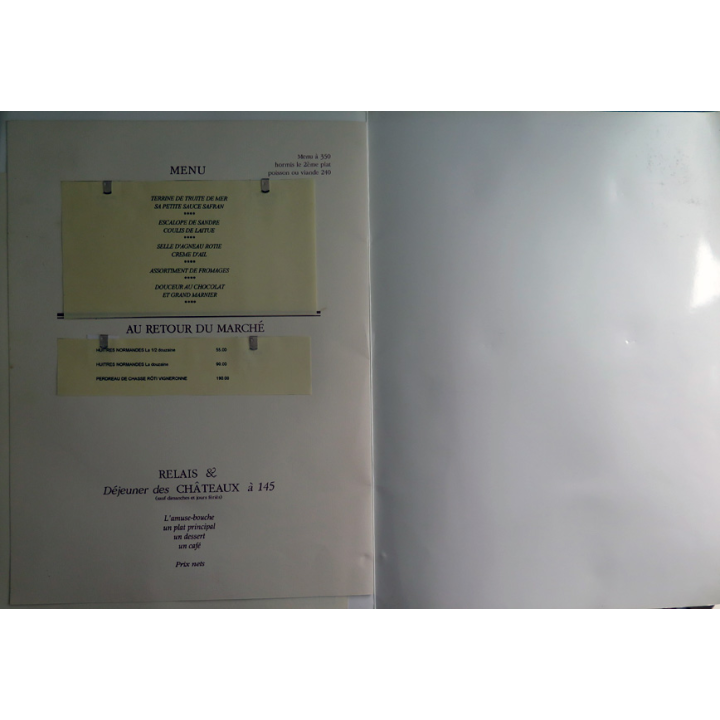 Menu du Château de Marçay 30 x 43cm