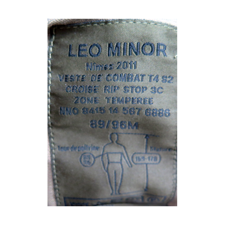 veste de combat T4 S2 neuve de treillis félin 89/96 M  Leo Minor zone tempérée