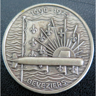 Rondache argentée du sous marin Beveziers 1690-1975 FIA