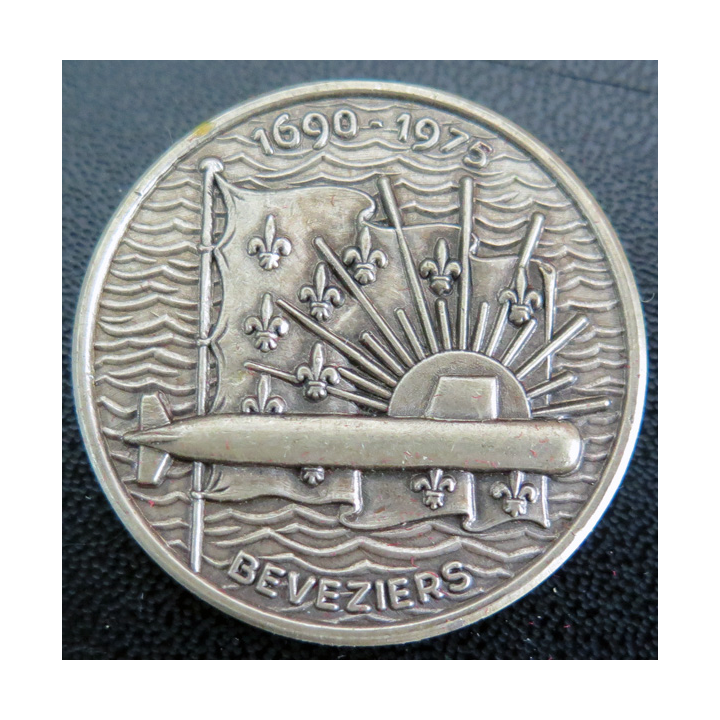 Rondache argentée du sous marin Beveziers 1690-1975 FIA