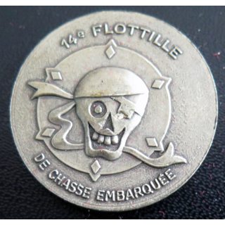 14 F : médaille de la 14° Flottille de chasse embarquée Super étendard diamètre 3,5 cm avec quelques traces de colle au dos