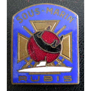 Insigne du sous-marin mouilleur de mines RUBIS Augis en émail