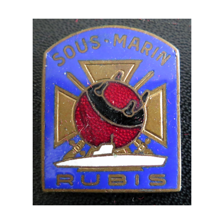 Insigne du sous-marin mouilleur de mines RUBIS Augis en émail