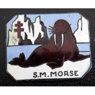 Insigne du sous-marin type anglais MORSE avec Croix de Lorraine Arthus Bertrand Paris en émail