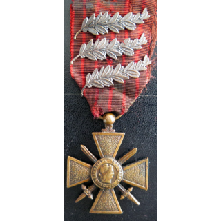 FRANCE : Croix de guerre 1914-1918 avec trois palmes