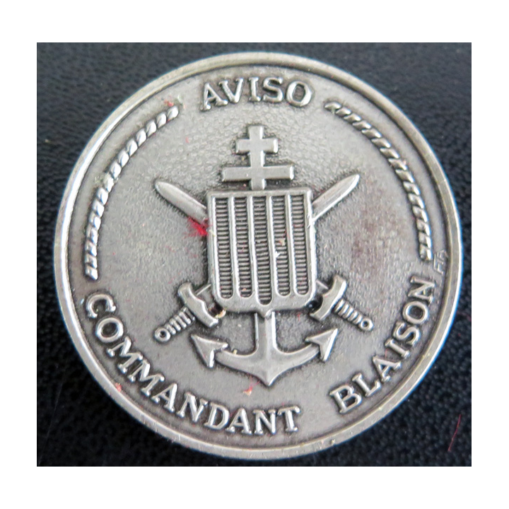 CDT BLAISON : Rondache argentée de l'aviso Commandant Blaison FIA