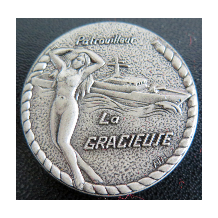 LA GRACIEUSE : Rondache argentée de l'Aviso Dragueur la Gracieuse FIA