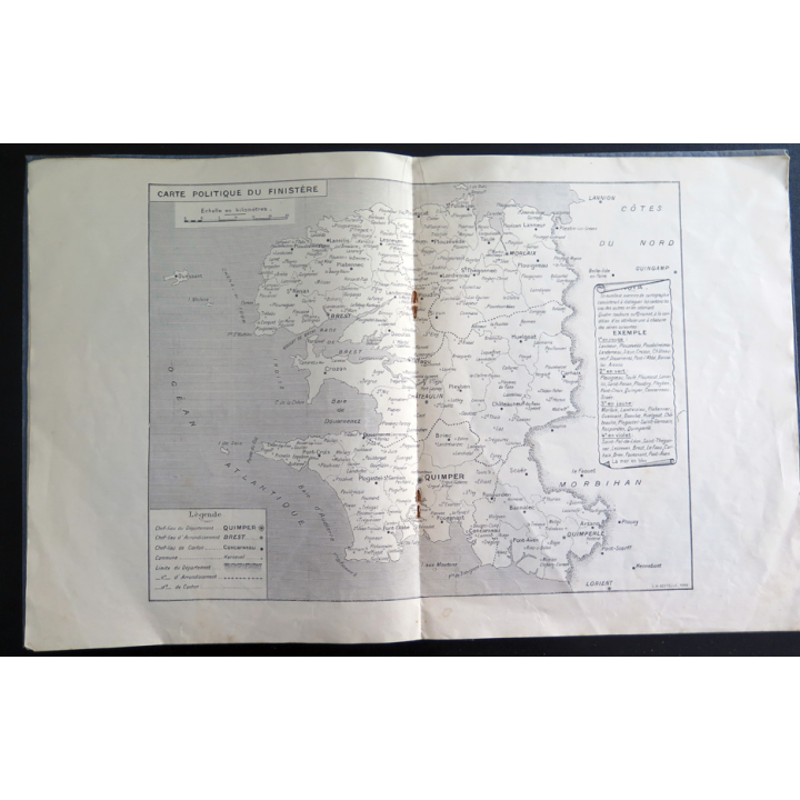 Livre de géographie scolaire du Finistère (géographie physique) par L. Ogès 1938