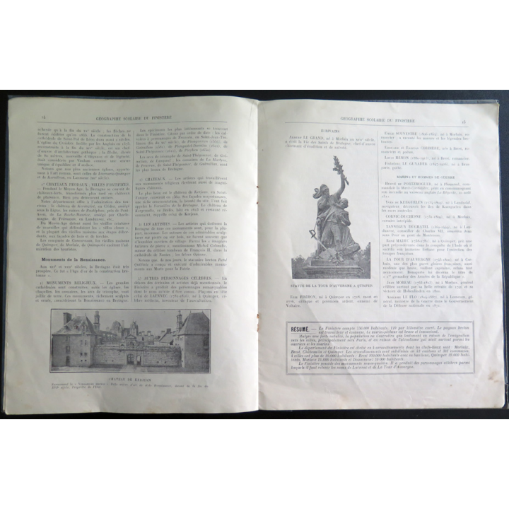 Livre de géographie scolaire du Finistère (géographie physique) par L. Ogès 1938