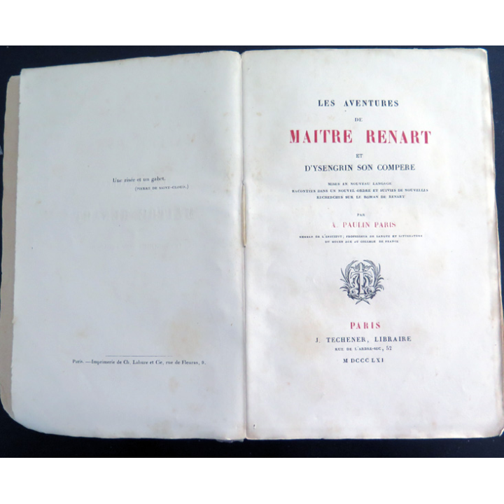 les aventures de Maître Renart et d'Ysengrin son compère par A. Paulin 1861