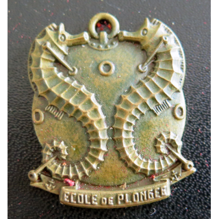 Insigne de l'école de plongée mine et 2 hippocampes FIA en bronze