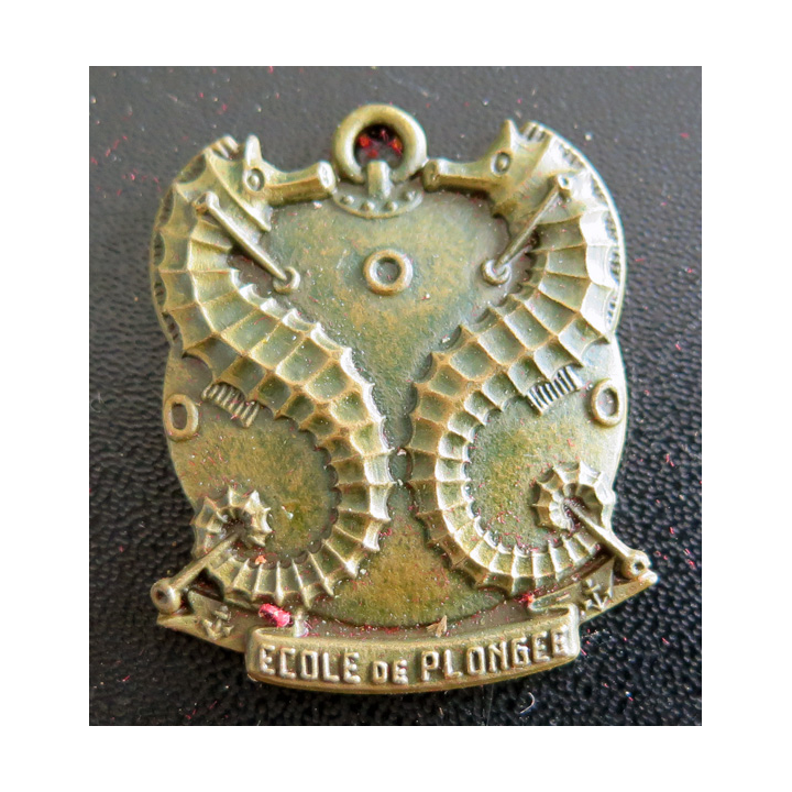 Insigne de l'école de plongée mine et 2 hippocampes FIA en bronze