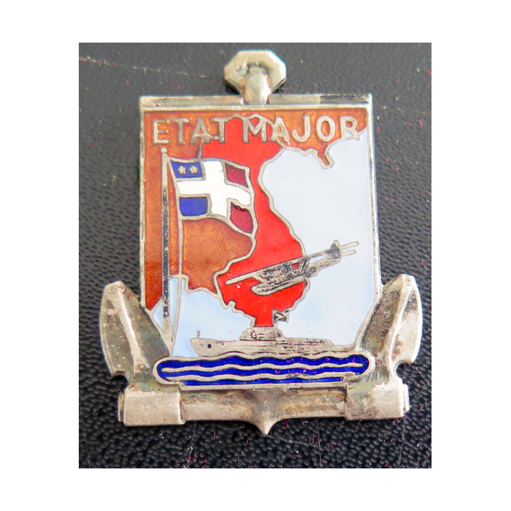 EM MARINE EO : insigne de l'état major de la Marine en Extrême Orient Courtois en émail