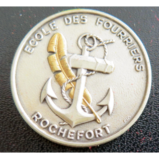 FOURRIERS : Rondache argentée et dorée de l'école des Fourriers de Rochefort FIA