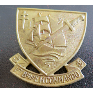 1° BFMC : insigne de béret du 1° bataillon de fusiliers marins commandos  JR Gaunt 1943 métal très épais