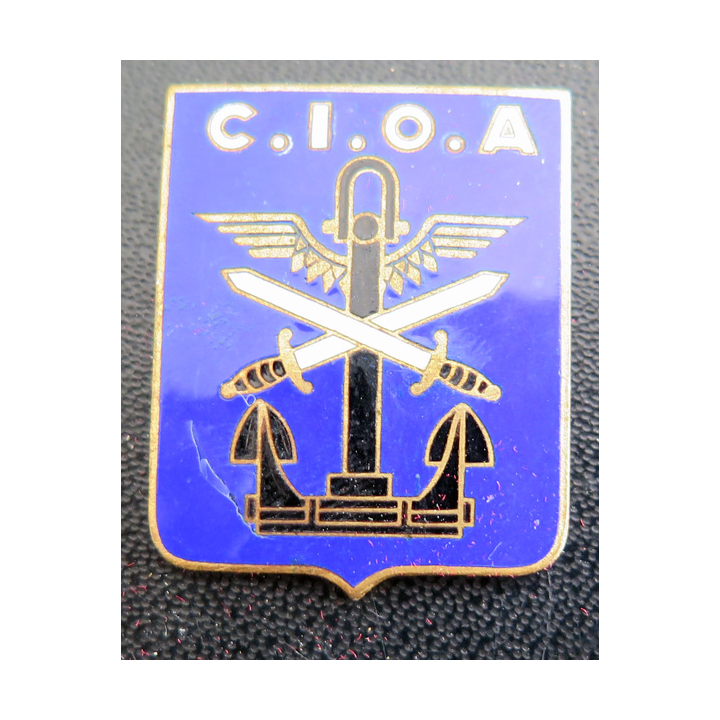 CIOA : insigne du centre interarmes des opérations amphibies fond bleu en émail