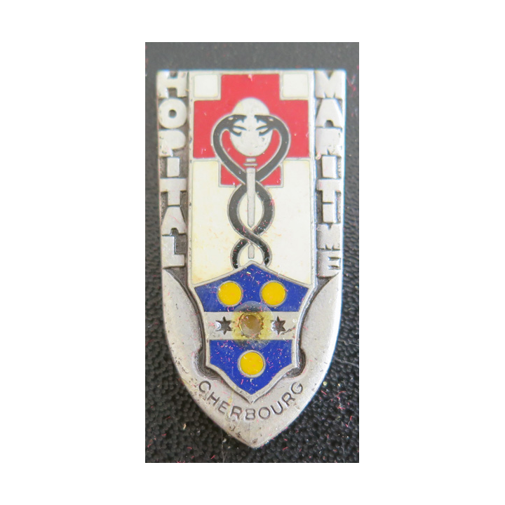 HM CHERBOURG : insigne de l'hôpital maritime de Cherbourg Drago Paris