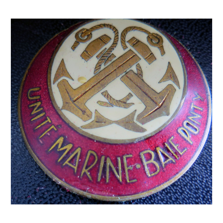 UNITE MARINE BAIE PONTY : insigne de ll'uniuté marine Baie Ponty Arthus Bertrand Paris en émail