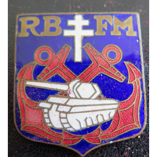 RBFM : insigne du régiment blindé des fusiliers marins fabrication de Londres numéroté 60 en émail
