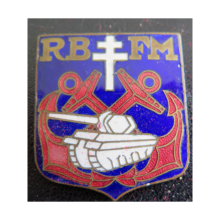 RBFM : insigne du régiment blindé des fusiliers marins fabrication de Londres numéroté 60 en émail