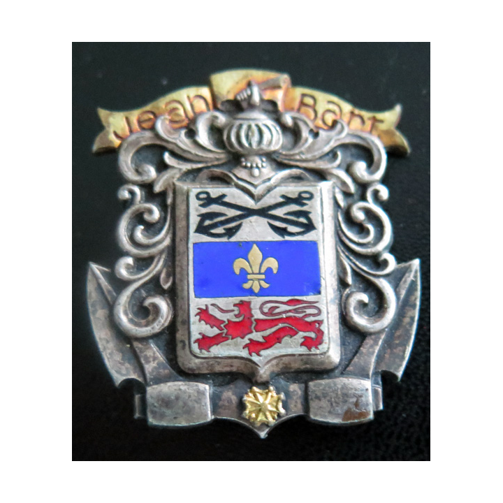 JEAN BART : insigne du bâtiment de ligne Jean Bart  plein Courtois en émail