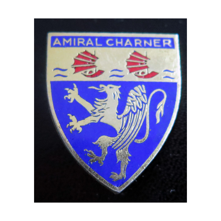 AMIRAL CHARNER : Insigne de l'Aviso Escorteur Amiral Charner Arthus Bertrand Paris en émail