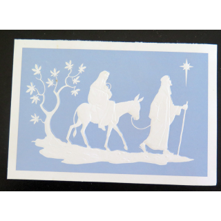 IMAGE PIEUSE : Joseph et Marie suivant l'étoile (carte en relief)