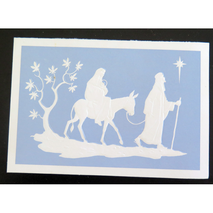 IMAGE PIEUSE : Joseph et Marie suivant l'étoile (carte en relief)