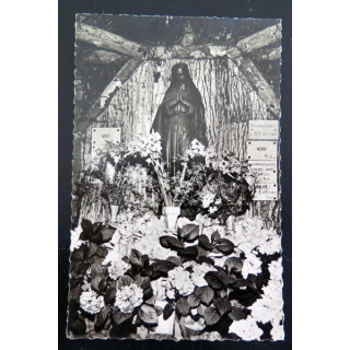 IMAGE PIEUSE : carte postale 1961 La Vierge des Eaux de Bourbon les Bains Prière à la très Sainte Vierge