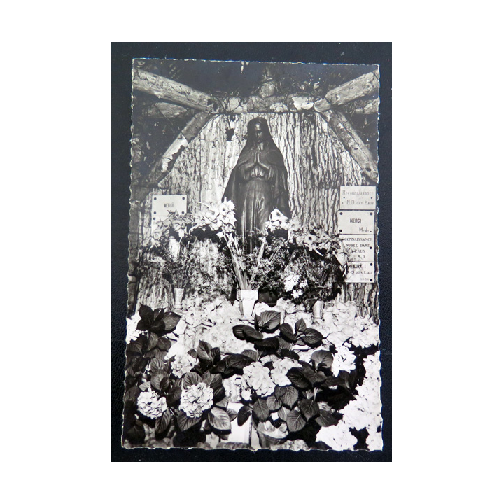 IMAGE PIEUSE : carte postale 1961 La Vierge des Eaux de Bourbon les Bains Prière à la très Sainte Vierge