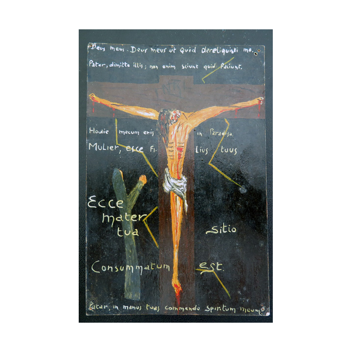 IMAGE PIEUSE : carte peinte à la main sur le Christ en croix