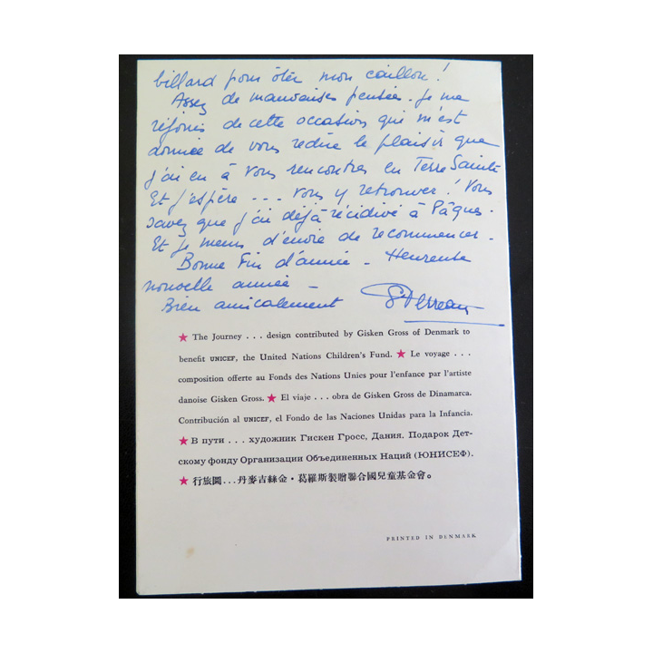 IMAGE PIEUSE : carte de Joseph et Marie Le voyage par l'Artiste danoise Gisken Gross