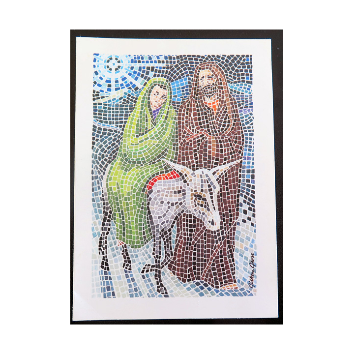 IMAGE PIEUSE : carte de Joseph et Marie Le voyage par l'Artiste danoise Gisken Gross