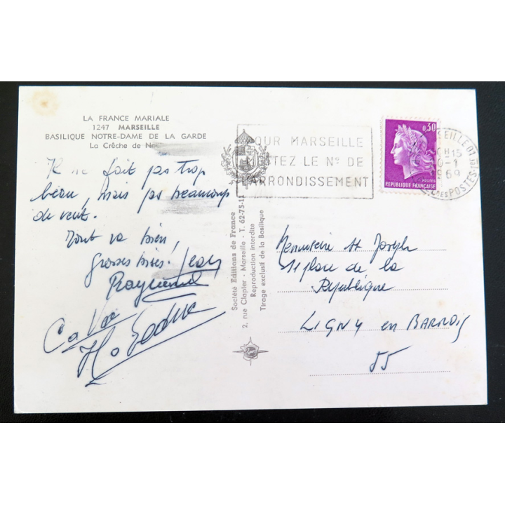 IMAGE PIEUSE : carte postale de la crèche de Noël dans la basilique Notre Dame de la Garde à Marseille