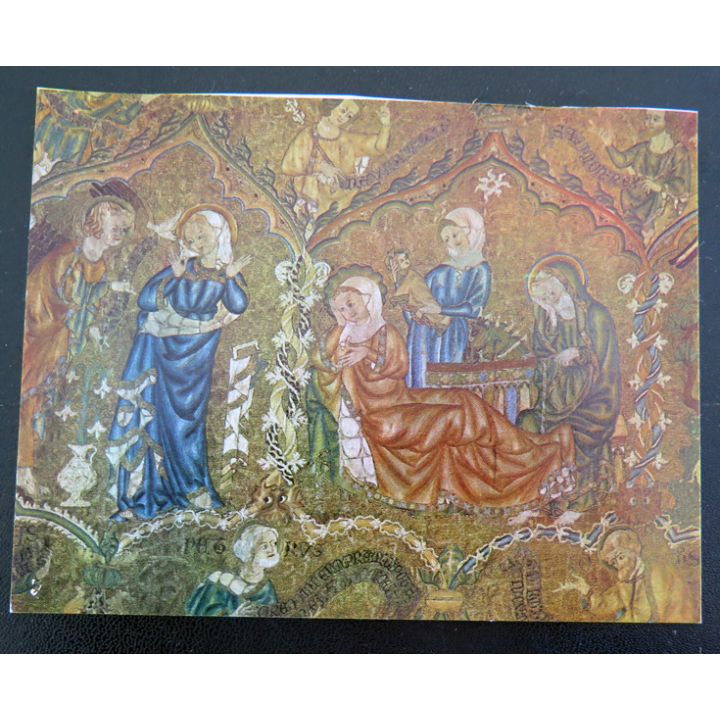 IMAGE PIEUSE : carte représentant une tapisserie de la crèche de Noël