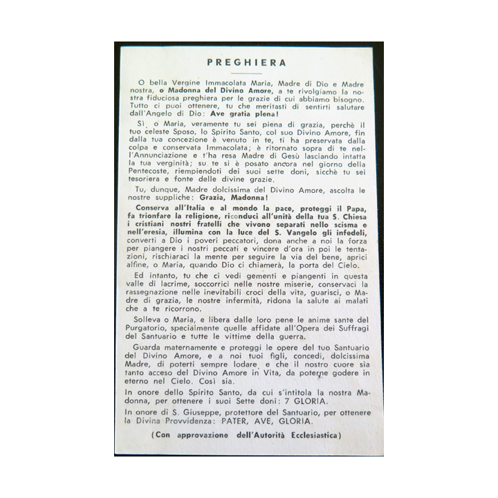 IMAGE PIEUSE : Prière à la vierge immaculée de Marie en italien