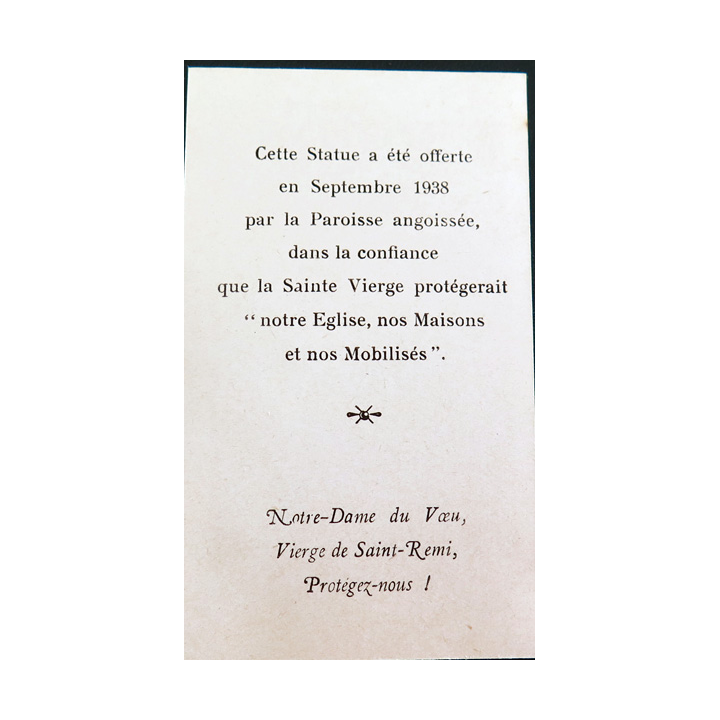 IMAGE PIEUSE : Image de la Vierge du Voeu Basilique Saint-Remi 6,5 x 11 cm