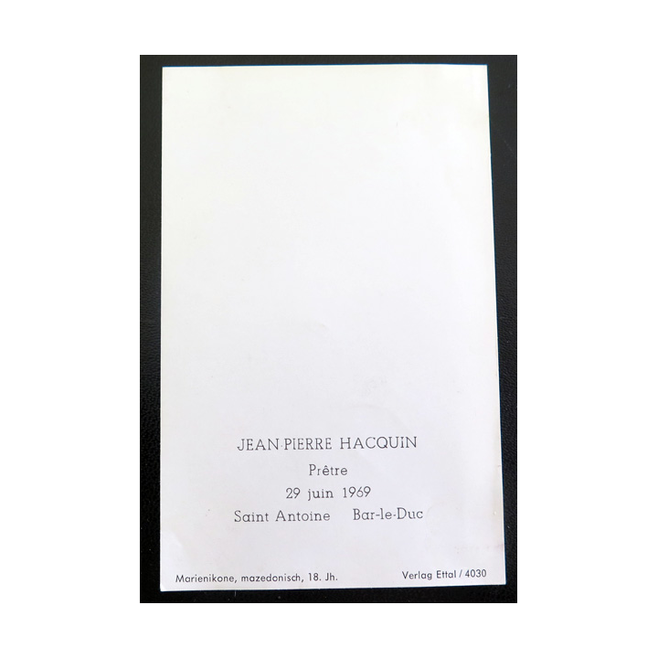IMAGE PIEUSE : carte d'ordination de prêtre de Jean-Pierre Hacquin 1969 7 x 11 cm