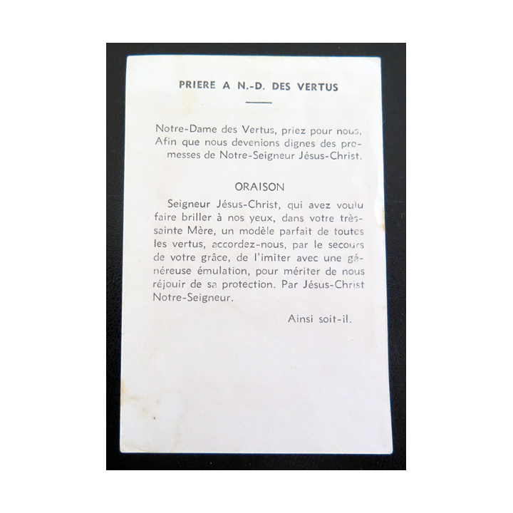 IMAGE PIEUSE : Carte de Prière à Notre Dame des Vertus de Ligny en Barrois 6,7 x 10,4 cm