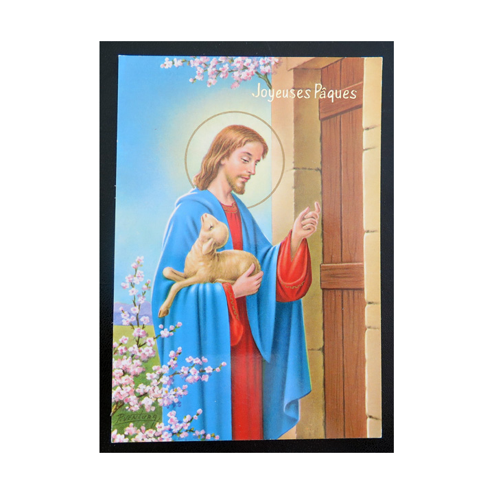 IMAGE PIEUSE : Carte postale de Pâques imprimée en Italie